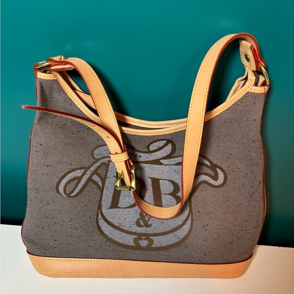 Dooney & Bourke Grayish Blue and Tan Shoulder Bag